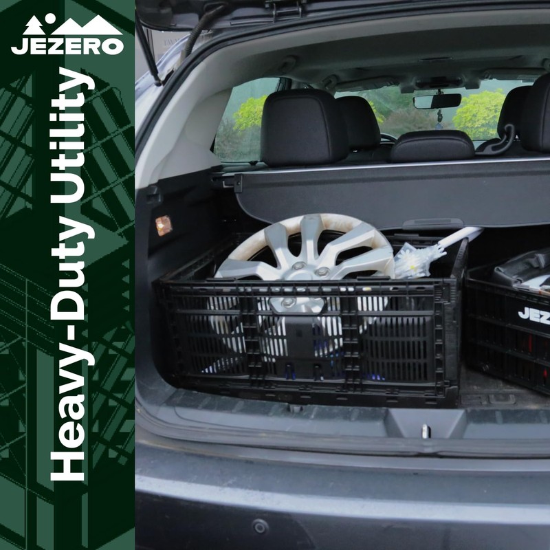 JEZERO Large Collapsible Plastic Storage Crate – Stackable Utility Bin