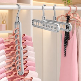 9-Hole Clothes Hangers for Closet Organization – Space-Saving Foldable 3-Pack for Small Wardrobes
