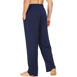 WiWi Mens Bamboo Viscose Pajama Pants Soft Lounge Bottoms and Tall Sweatpants Sleep Pant with PocketS-4X, Dark Blue, Large