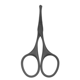 Motanar Motanar Multicolor Professional Grooming Scissors for Personal Care Facial Hair Removal and Ear Nose Eyebrow Trimming Stainless Steel Fine Straight Tip Scissors 3.9 Inch (Curved Safety Head Black)