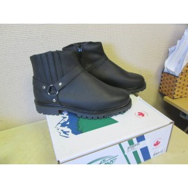 ROADKROME 7"  LEATHER HARNESS MOTORCYCLE BOOTS - ZIPPER SIDE EASY ON/OFF  US MENS 10