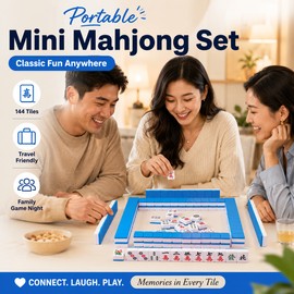 Portable Chinese Mahjong Set for Family Game Nights – 144-Piece Mini Travel Tile Game for Parties & Gifts