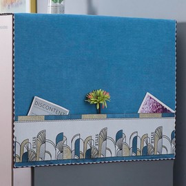 Fridge Dust Cover Fridge Dust Proof Cover Front Load with Storage Pockets Anti-Slip Washer And Dryer Top Covers Washer and Dryer Top Cover Washing Machine Top Cover - Blue