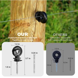 200 Pcs Black Electronic Fence Insulator Screw-in Insulator Fence Ring Post Wood Post Insulator and 1 Pc Insulator Socket Tool