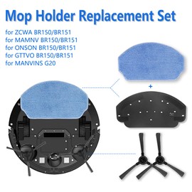 Robot Vacuum Mop Holder Replacement Set with Mop Pads for ZCWA BR150/BR151, for MAMNV BR150/BR151, for ONSON BR150/BR151, for GTTVO BR150/BR151, for MANVINS G20