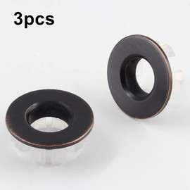 Murtenze 3Pcs Sink Overflow Ring, Sink Basin Trim Overflow Cover Copper Insert in Hole Round Caps for Kitchen Bathroom (Bronze)
