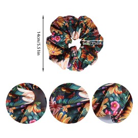 6 Colorful Satin Scrunchies, French Style Retro Printing Scrunchy Ponytail Holder Hair Ties, 5.71 Inch Jumbo Scrunchies No Damage, Scrunchy Elastic Hair Bands Accessories for Women and Girls