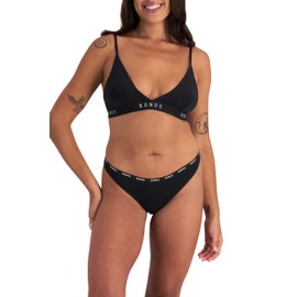 Bonds Women's Underwear Pack, High-Cut Icons Bikini Panties for Women, Stretchy Cotton-Blend Underwear, 3-Pack Black