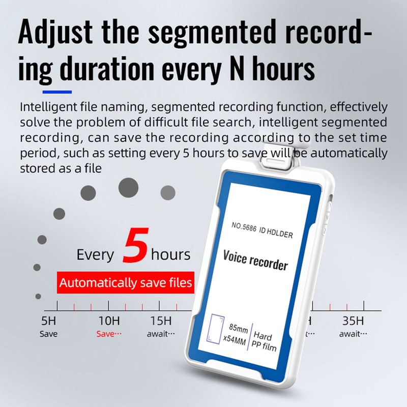 ID Card Voice Recorder AI Intelligent HD Noise Cancellation Voice