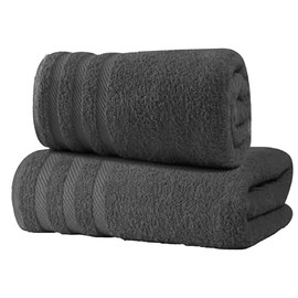 2x Large Bath Sheets Towel 100% Egyptian Cotton Bathroom Jumbo Towels Super Soft -500GSM Fast Absorbent Quick Dry Big Towels (Charcoal)