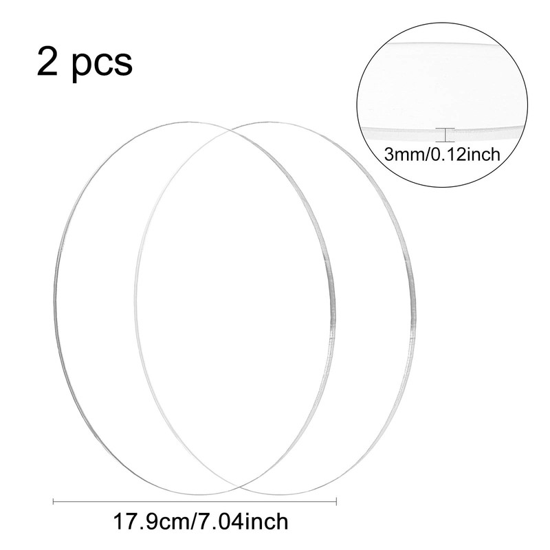 BENECREAT 2 x Clear Acrylic Circle Disc, 3 mm Thick