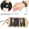 2Sets Adjustable Braided Bracelet Metal Inlaid Wristband Retro Style Cuff
