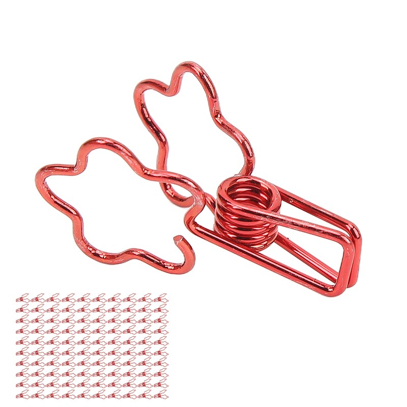 100pcs Binder Clips Flower Shape Hollow Long Tail Cartoon Metal