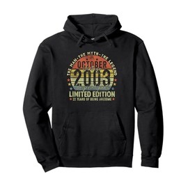 22nd Birthday Gifts Vintage October 2003 22 Years Old Men Pullover Hoodie