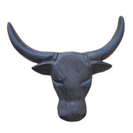 The Bridge Collection Cast Iron Longhorn Bull Head Wall Decor-Western Wall Hanging for Rustic or Industrial Decor