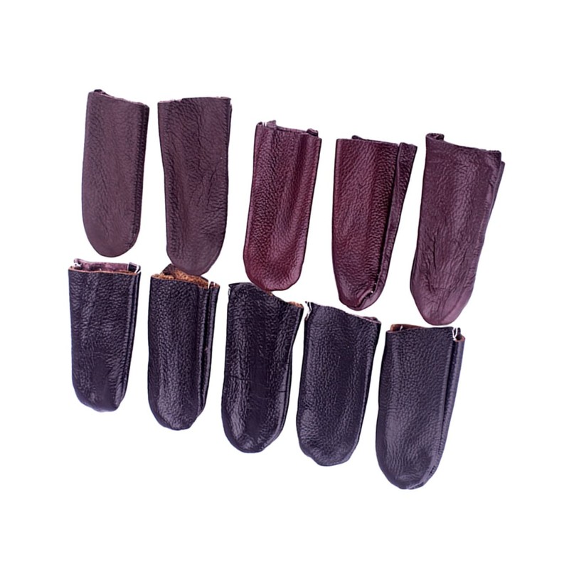 IWOWHERO Finger Protector Set 10pcs Leather Thimble Covers for Craft