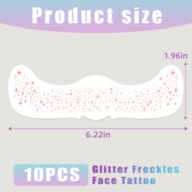 Pack of 10 Glitter Freckles Golden Temporary Face Tattoos Body Glitter for Women Girls Concerts Festival and Rave Accessories (Rose Gold)