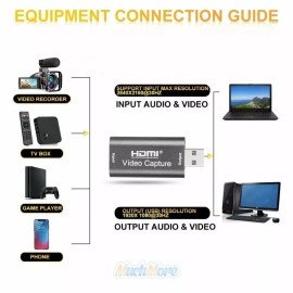 Unbranded HDMI to USB3.0 Video Capture Card 4K 1080p HD Recorder Game Video Live Streaming