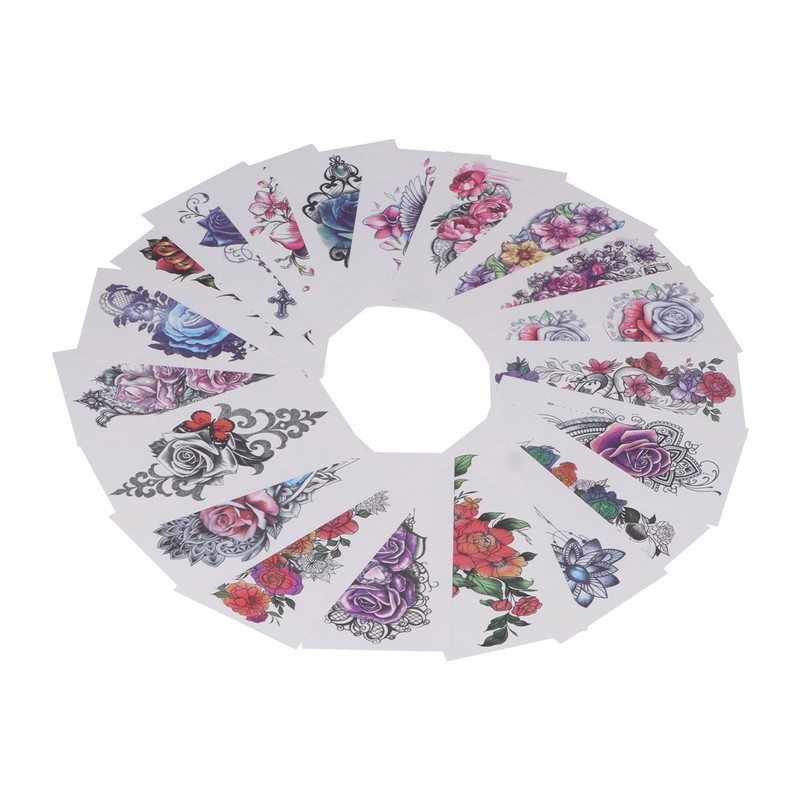 20pcs Temporary Tattoos Stickers Waterproof Long Lasting Flower Fake Tattoo