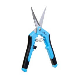 Hydrofarm Precision Pruners, Curved / Straight, Stainless/Tita - Blue Curved Stainless Lightweight