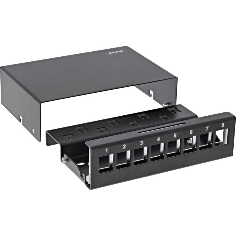 InLine® Patch Panel Box Surface-Mounted for 8X Keystone RJ45 Metal