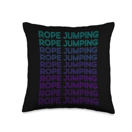 Rope Jumping Rope Skipping Fitness Gifts Jumping Rope Skipping Retro Fitness Throw Pillow, 16x16, Multicolor