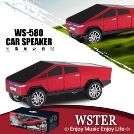 WS-580 Bluetooth Pickup Truck Replica Portable Speaker,with Display Screen,HD Sound, TWS Pairing, FM Radio,Built-in Microphone Hands-Free Calling, LED Party Light, Surprise Gift for Car Lovers(Red)