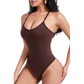 Maeau Women's Bodysuit, Shape-Up, Body Shaper, Tummy Tights, Inner Corset, Girdle, High Elasticity, Beautiful Buttocks, Butt Lift, Large Size, Braun, S