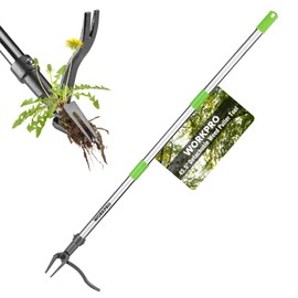 WORKPRO Weed Puller Tool with Long Adjustable Handle (33", 46"), Stand Up Heavy Duty Weed Remover- 4 Claw Steel Head & Foot Pedal for Easy Weeding, Detachable Dandelion Picker for Lawn/Yard/Garden