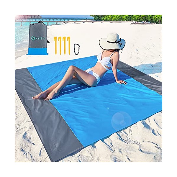 Keten Beach Blanket, 108”x 120”Sandproof Beach Mat for 5-10 Adults, Oversized Portable Picnic Mat Outdoor Blanket for Travel, Camping, Hiking