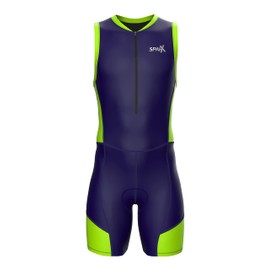 Sparx - Traje de triatlón para Hombre, Trisuit de Carrera, Traje de Ciclismo de Velocidad, Tela Italiano (Verde Marino, Mediano)