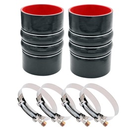 LSDZWORK Silicone Charge Air Cooler Hump Hose 4" X 6" Heavy Duty Intercooler Hoses Boot Kit with T-bolt Clamps Set for Class 7 & 8 Trucks and Semi Trucks, 2PCS (Black)