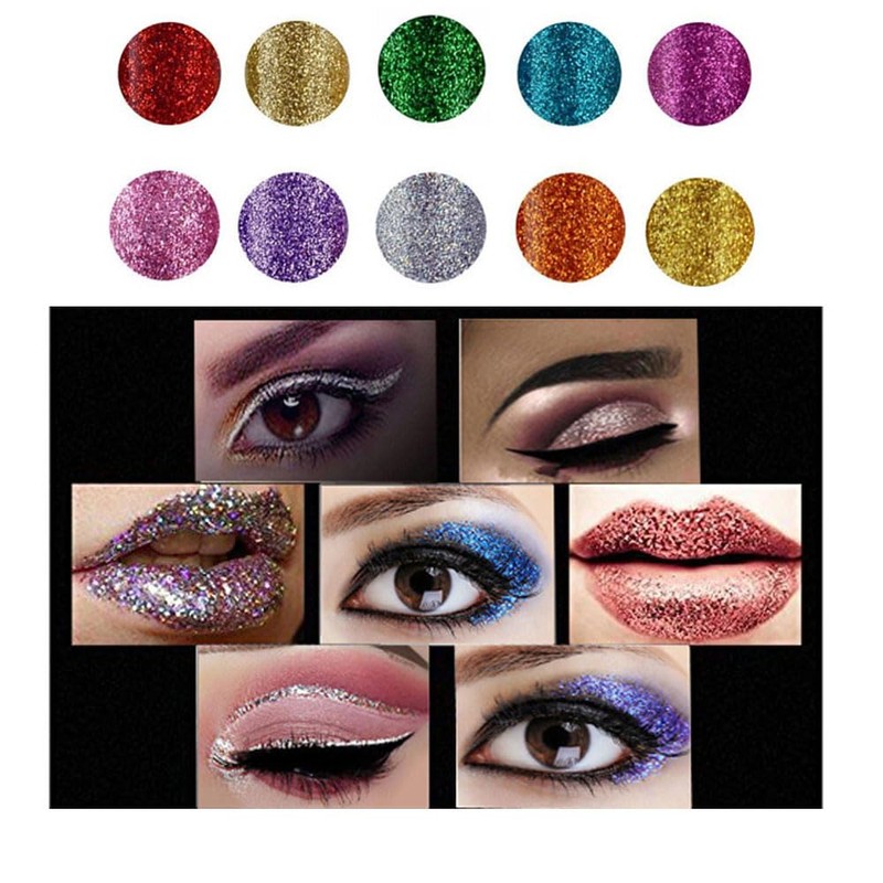 10 Colors Liquid Glitter Eyeliner Metallic Shimmer Glitter Eyeshadow Pigment