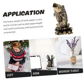 HOMSFOU animal collectible figurines fish statue wealth fish decor animal fengshui figurine desk topper Good Fortune Lucky Figurine chinese feng shui figurine gold trim carp brass goldfish