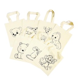 K2 TEXTIL Pack of 15 Premium Cotton Bags for Colouring, 22 x 26 cm, Fabric Bags with Short Handles, Printed, Yarn Bag Set for Children's Birthday, Jute Bag Small, Oeko-Tex® Certified, beige, 22x26 cm