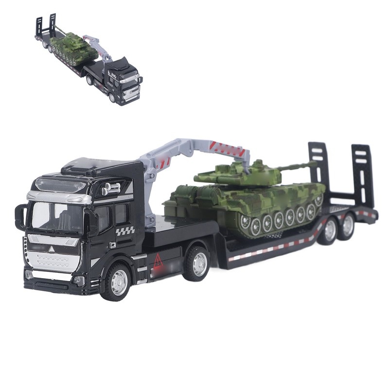 Flatbed Trailer Toy Simulation Detachable Collectible Military Trailer Tank Model