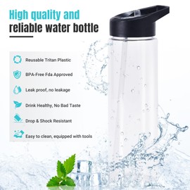 Winuoyang Clear Water Bottle, 2Pcs Transparent Water Bottle with Straw Leakproof Sports Water Drink Bottle BPA Free Gym Bottles 700ML for Outdoor Cycling Yoga Office