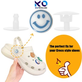 KOTESLLOE 8 Sets Replacement Rivets for Croc, Replacement Parts for Croc, Accessories Help You Repair Instead Replace a New Pair of Croc, Rivets for Croc Strap Replacement, White Smile