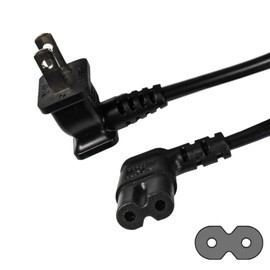 HQRP 5ft 90 Degree Right Angled 2-Prong Non-Polarized IEC C7 (Figure-8) AC Power Cord Mains Cable + HQRP Euro Plug Adapter, UL Listed