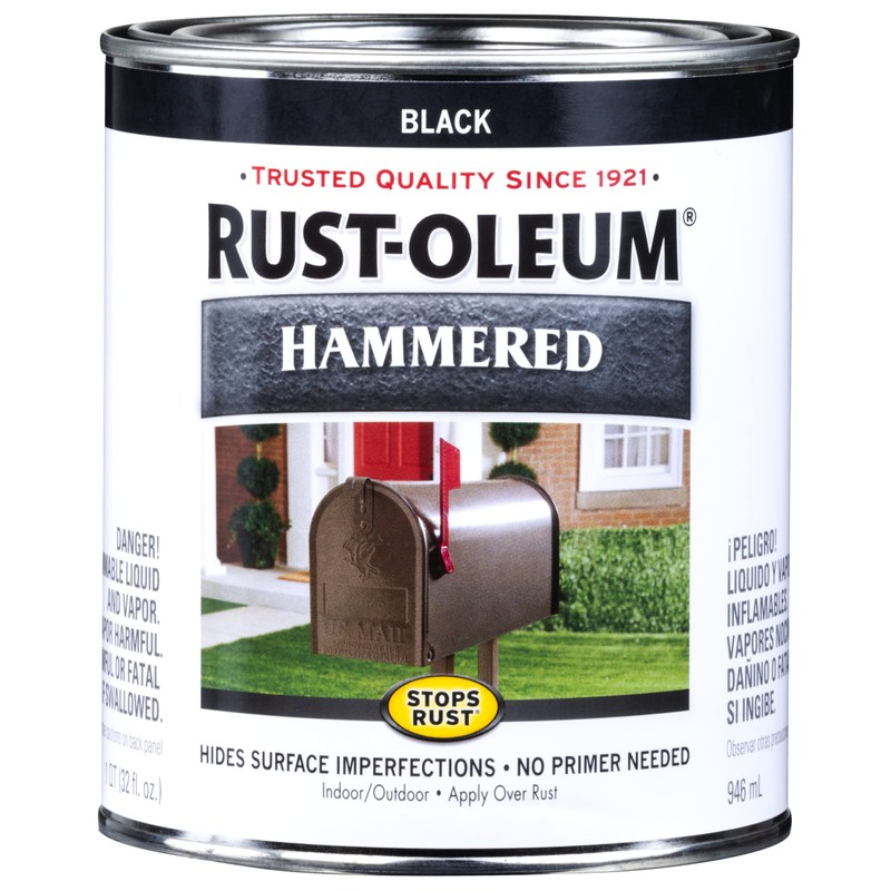 Rust-Oleum 7215502-2PK Stops Rust Hammered Finish Paint, Quart, Black, 32