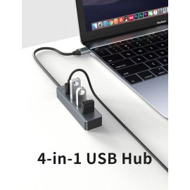 Jeswo Portátil 4 Puertos Hub Usb 3.0 5gbps Para Pc Laptops