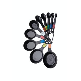 KitchenCraft Universal Measuring Spoon Set, Teaspoons and Tablespoons for Measuring Dry and Liquid Ingredients, Black, Set of 10