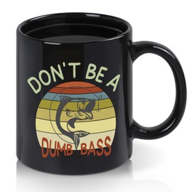 YHRJWN Fishing Gifts for Men, Dad, Husband, Fathers Day Fishing Gifts from Daughter/Son/Wife, Funny Dad Presents, Birthday Christmas Presents for Fisherman, Don’t Be A Dumb Bass Mug, 11 Oz