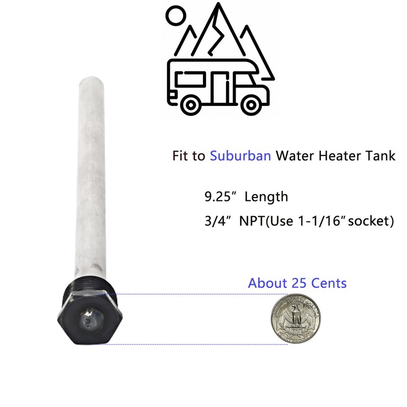 Eleventree 2 Pack RV Water Heater Anode Rods, Anode rod