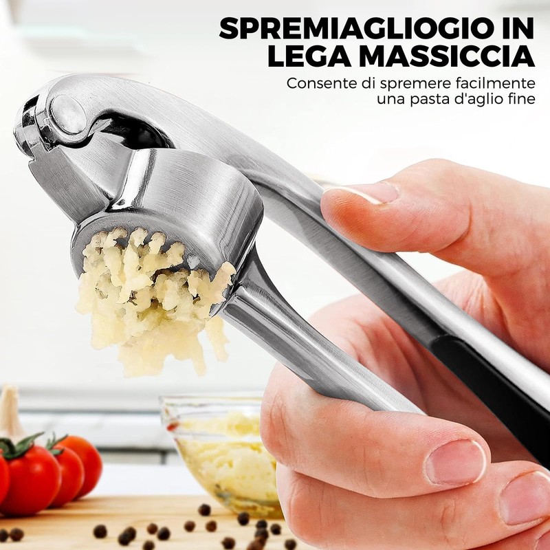Spremiaglio in acciaio inox da cucina professionale, frantoio aglio, tritatutto