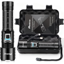 PHIXTON Rechargeable Flashlights High Lumens 10000 Super Bright Long Range 3280FT, Long Lasting 15H Powerful USB C LED Strong Flash Light High Powered, Heavy Duty, Zoomable, for Home Camping Gift