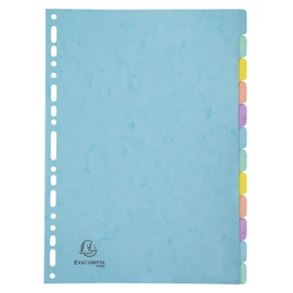 Exacompta 7712E Aquarel Dividers for DIN A4 Glossy Cardboard 400 g/m² 12-Piece Index Page Can Be Written On 12 Full-Colour Pages 2 x 6 Colours