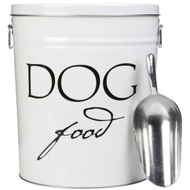Harry Barker White Classic Food Storage Canister For Dogs, Medium 22 Pounds of Food