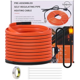18FT Heat Tape for Water Pipes Freeze Protection 7W/FT 110V BDDFOTO Water Pipe Heat Cable With Thermostat Self-Regulating Pipe Heater for House Garden/RV Camper