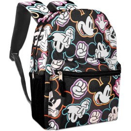 Mickey Mouse Allover 16" Large school Backpack Book Travel Bag, Black Pepper